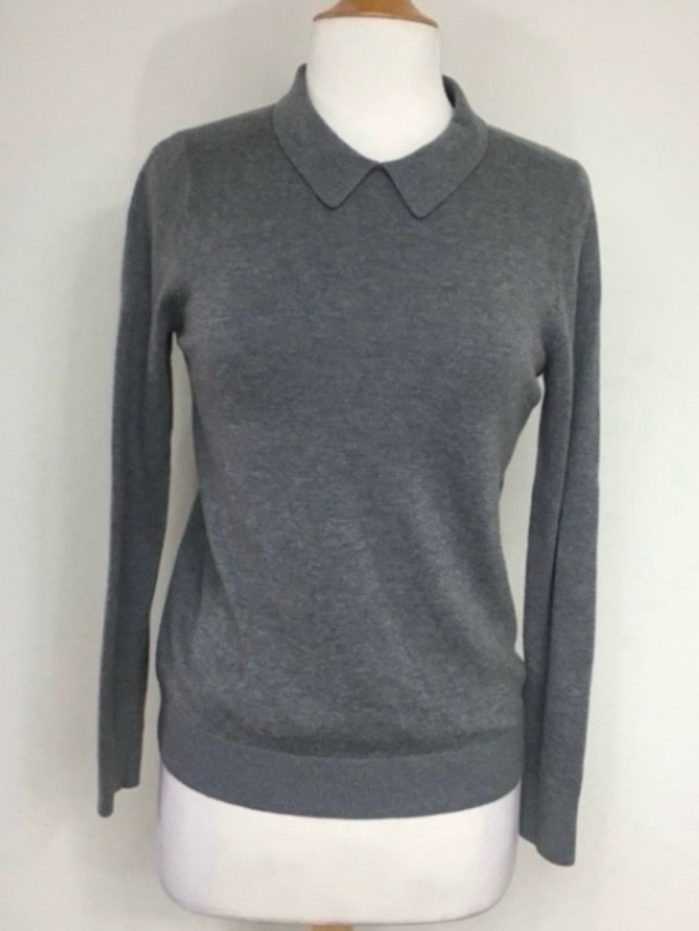 Banana Republic Womens Grey Wool Mix Collared Classic Sweater Preppy Size S